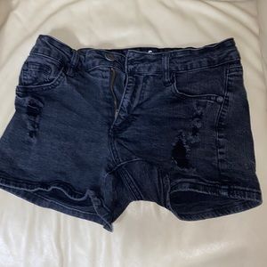 Refuge Ripped Black Jean Shorts